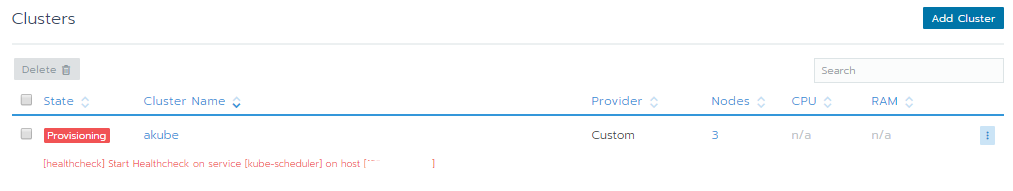 rancher cluster provisioning